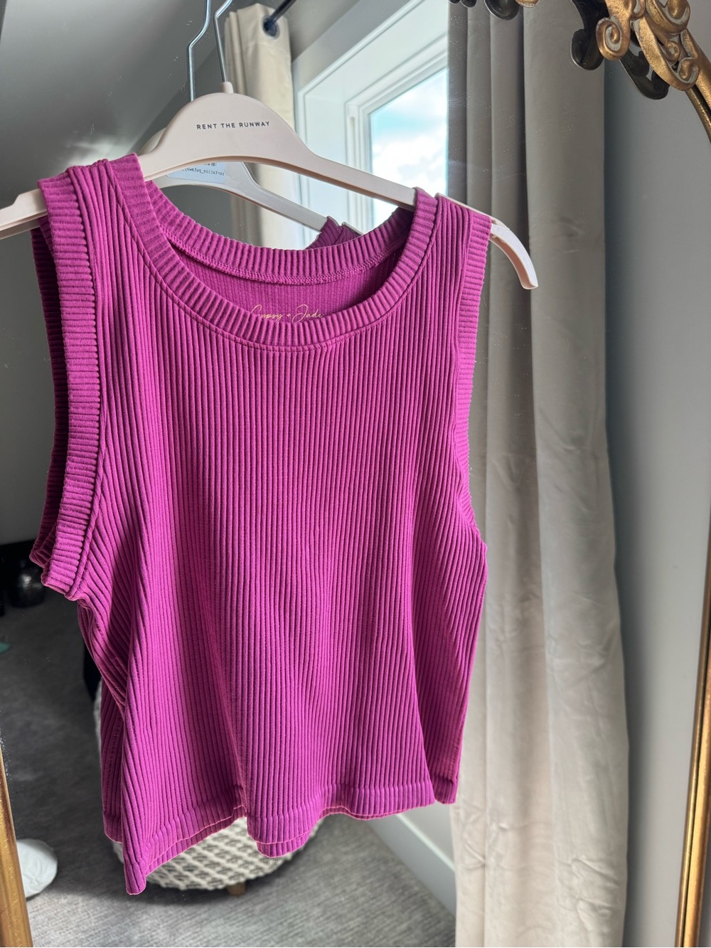 Ribbed Cropped Tank Top - Fuchsia